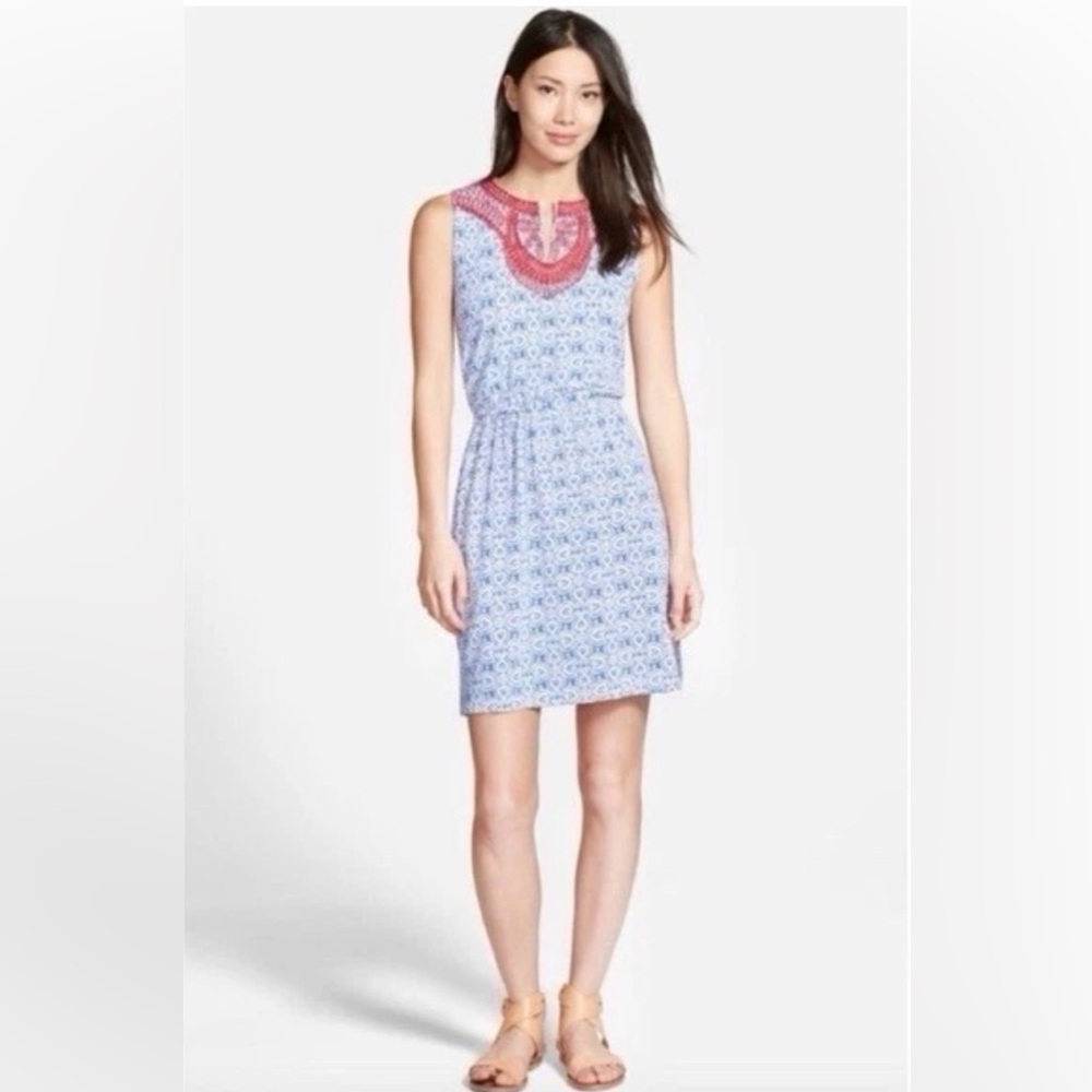 Vineyard Vines Cotton Blend Embroidered Sleeveless Shift Dress Size Large